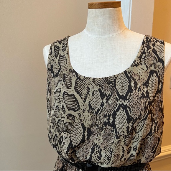 NWT - MNG - Reptile pattern "Sheer" Lined Sleeveless Dress for Day to Evening - Picture 5 of 14